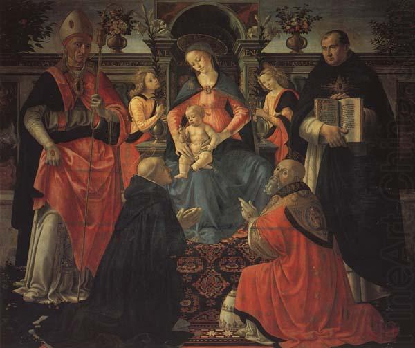 Thronende Madonna mit den Heiligen Donysius Areopgita,Domenicus,Papst Clemens und Thomas von Aquin, Domenicho Ghirlandaio